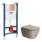 GSI Pura Tortora 50 toiletpakke inkl. sde m. softclose, cisterne og kobber betjening