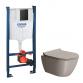 GSI Pura Tortora 50 toiletpakke inkl. sde m. softclose, cisterne og mat sort betjening