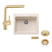 Blanco Naya 6 UX køkkenvask m/Linus køkkenarmatur - Satin gold/Soft white