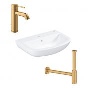 Grohe Essence & Bau h�ndvaskpakke - B�rstet Cool Sunrise