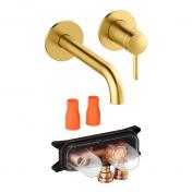 Damixa Iris komplet h�ndvaskarmatur til indbygning - B�rstet messing