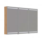 Dansani Level spejlskab 120 m/lys, lysstyring, 3 l�ger og tr�bakker - Varm eg