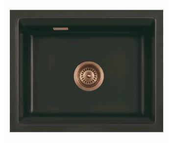 Lavabo Kara 50 U porcel&aelig;nsk&oslash;kkenvask - Mat sort m/kobber afl&oslash;b