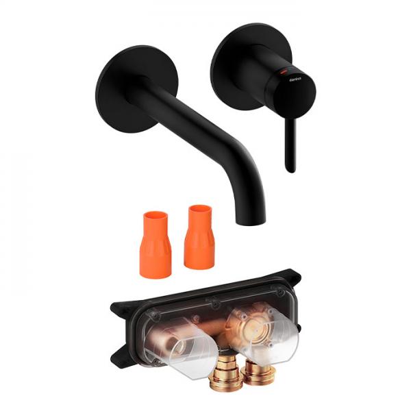 Damixa Iris komplet h&aring;ndvaskarmatur til indbygning - Mat sort