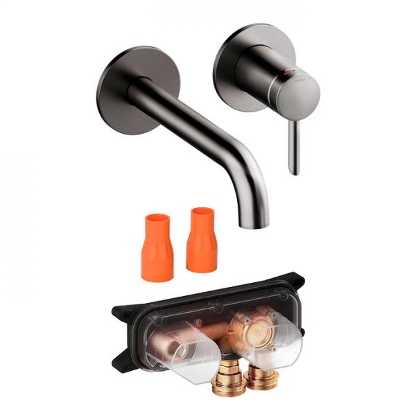 Damixa Iris komplet håndvaskarmatur til indbygning - Børstet grafitgrå Damixa Iris komplet håndvaskarmatur til indbygning - Børstet grafitgrå