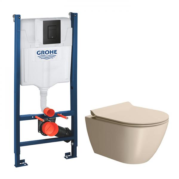 GSI Pura Creta 50 toiletpakke inkl. sæde m. softclose, cisterne og mat sort betjening