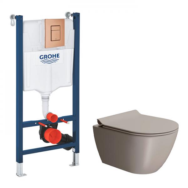 GSI Pura Tortora 50 toiletpakke inkl. sæde m. softclose, cisterne og kobber betjening