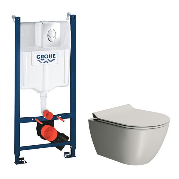 GSI Pura Cenere 50 toiletpakke inkl. sæde m. softclose, cisterne og krom betjening