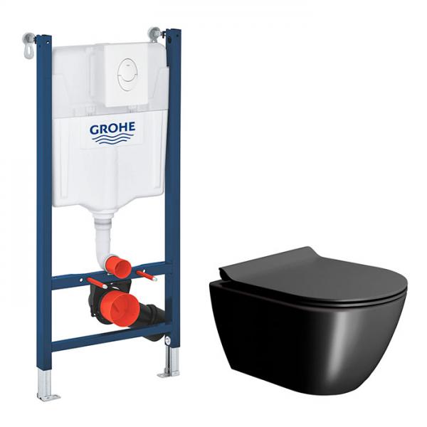 GSI Pura Ardesia 50 toiletpakke inkl. sæde m. softclose, cisterne og hvid betjening