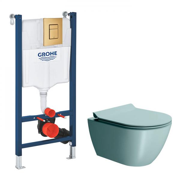 GSI Pura Ghiaccio 50 toiletpakke inkl. sæde m. softclose, cisterne og messing betjening