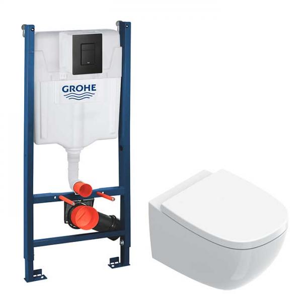 Catalano Alvea toiletpakke inkl. toiletsæde m/SoftClose, cisterne og mat sort betjening
