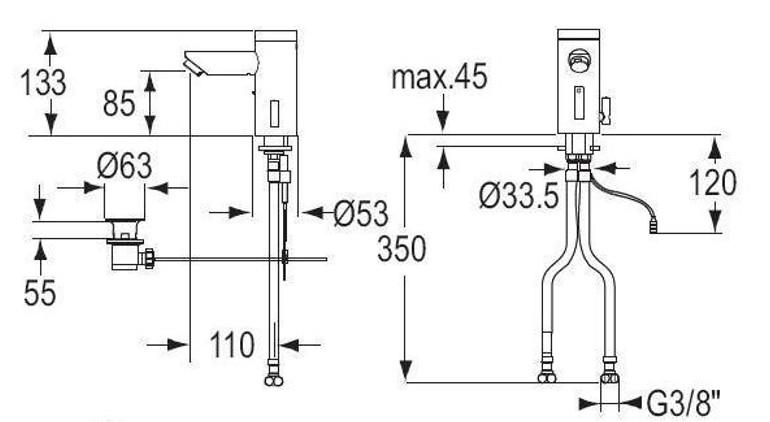 Cassøe Conti+ Lino L10 berøringsfrit håndvaskarmatur m/batteri - Blank messing Cassøe Conti+ Lino L10 berøringsfrit håndvaskarmatur m/batteri - Blank messing