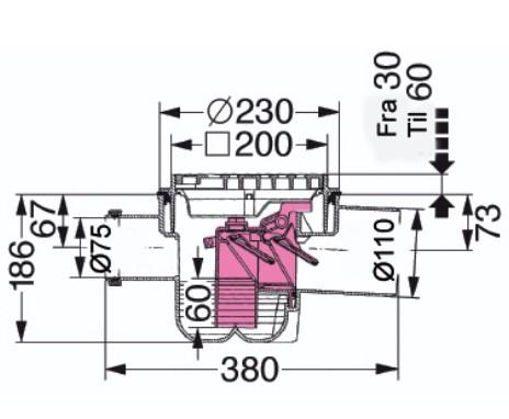 Lauridsen Kessel gulvafl&oslash;b 110 mm m/h&oslash;jvandslukke