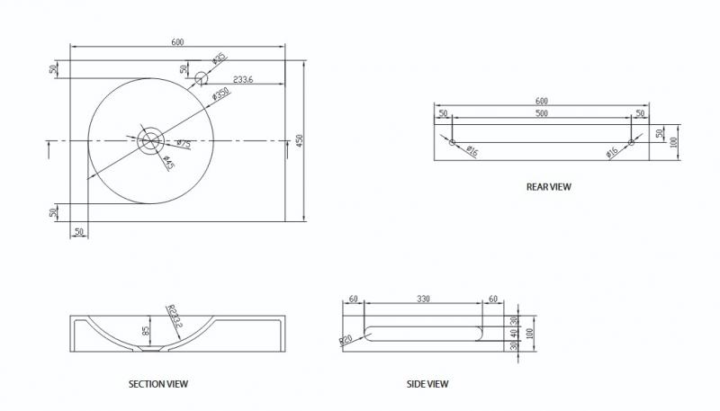 Ideavit Solidnext h&aring;ndvask t/v&aelig;g - Uden overl&oslash;b - Uden hanehul