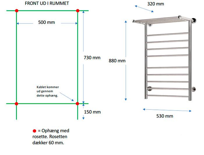 TVS Eldo H håndklædetørrer m/hylde - Sort TVS Eldo H håndklædetørrer m/hylde - Sort