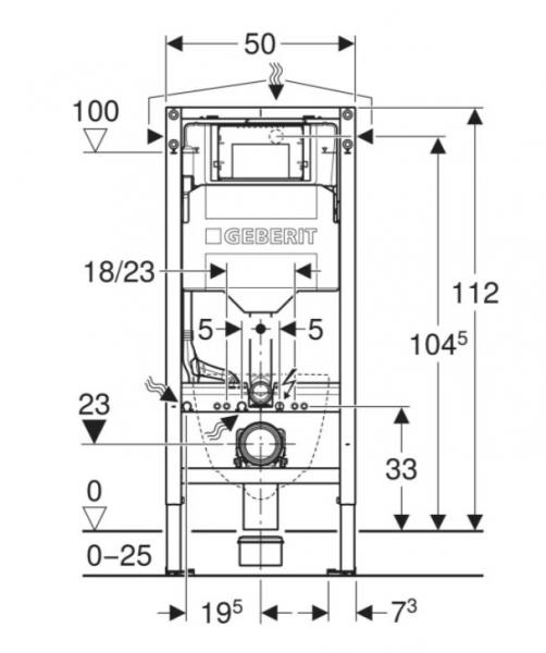 Geberit Duofix element t/v&aelig;gh&aelig;ngt toilet m/Sigma indbygningscisterne 112 cm