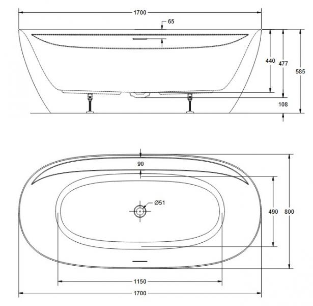 Kriss Style fritst&aring;ende badekar - Mat hvid