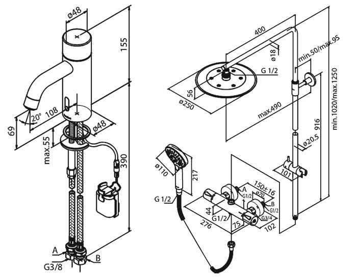 Damixa Silhouet Touchless komplet pakke til bad m/hovedbruser - Børstet grafitgrå Damixa Silhouet Touchless komplet pakke til bad m/hovedbruser - Børstet grafitgrå