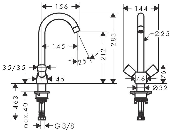 hansgrohe Logis M31 2-grebs k&oslash;kkenarmatur 1jet - Krom