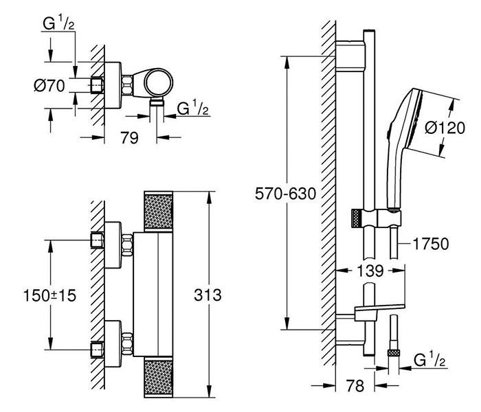 Grohe Precision komplet brusesystem m/Joy+ håndbruser - Mat sort Grohe Precision komplet brusesystem m/Joy+ håndbruser - Mat sort