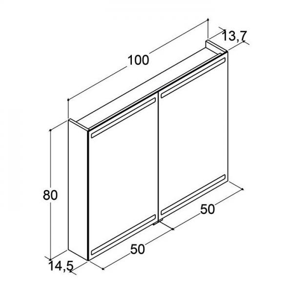 Dansani Level spejlskab 100 m/lys, lysstyring og tr&aelig;bakker - Gr&aring; mat