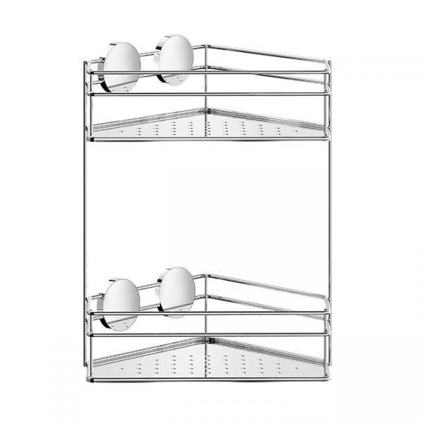 Beslagsboden dobbelt brusekurv til hjørne, selvklæbende - Krom Beslagsboden dobbelt brusekurv til hjørne, selvklæbende - Krom