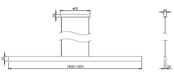Cass&oslash;e Linea line&aelig;r pendellampe 150 cm - Mat sort