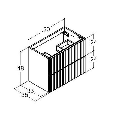 Dansani Luna vaskeskab 60x64 m/skuffer - Hvid mat/riflet