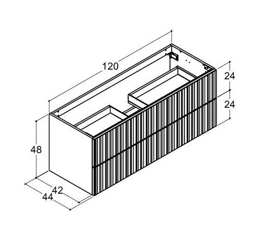 Dansani Luna vaskeskab 120x40 m/skuffer - Hvid mat/riflet