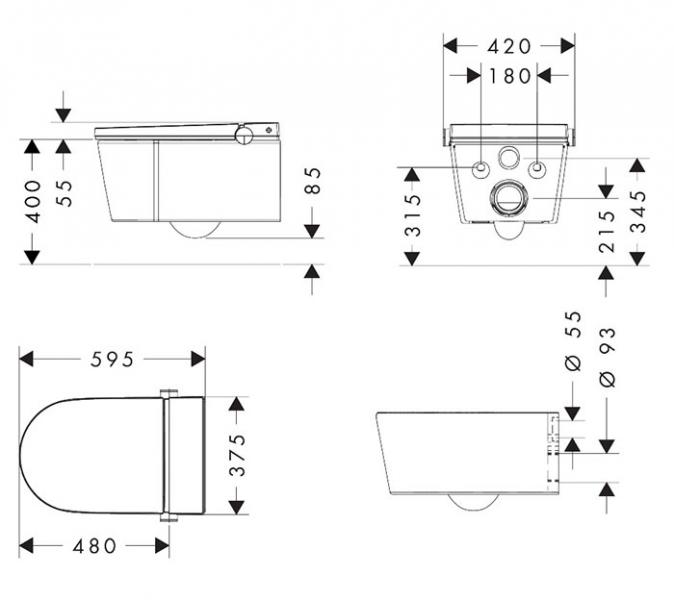 hansgrohe LavaPura Element S bidet toiletpakke m/iFrame cisterne