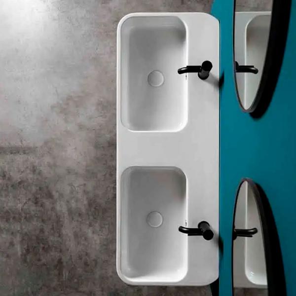 Lavabo Cosa 120 dobbelt håndvask t/væg eller bord - 2 hanehuller Lavabo Cosa 120 dobbelt håndvask t/væg eller bord - 2 hanehuller