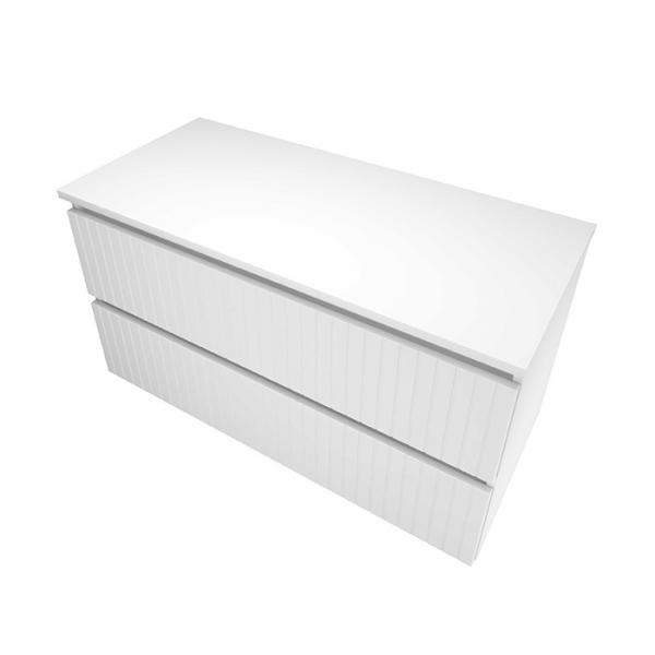 Sanibell Proline 101 underskab m/bordplade, lameller og skuffer - Mat hvid