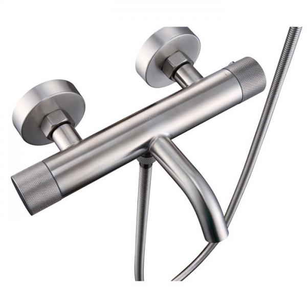 Cassøe komplet badekararmatur m/crystal cut - Børstet stål Cassøe komplet badekararmatur m/crystal cut - Børstet stål