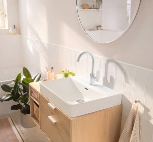 hansgrohe Rebris S 210 h&aring;ndvaskarmatur m/svingtud og l&oslash;ft-op bundventil - Krom